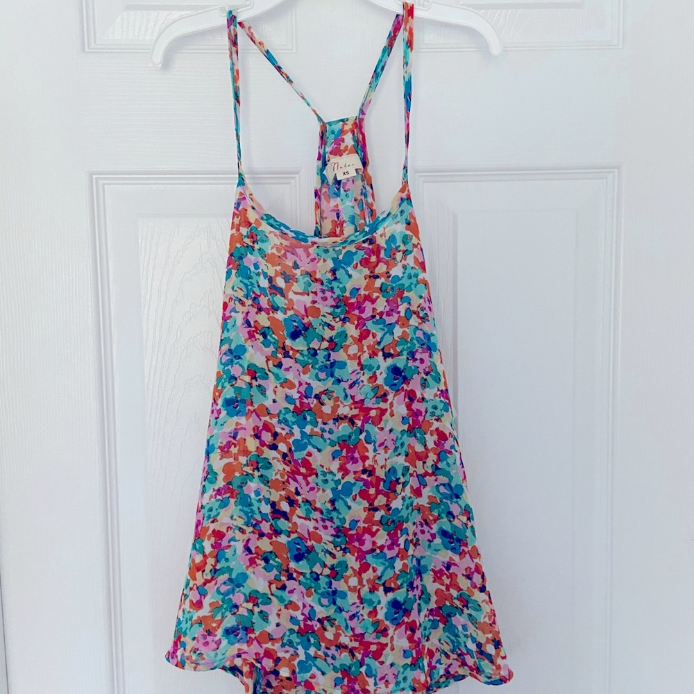 Flowy floral tank top with spaghetti straps